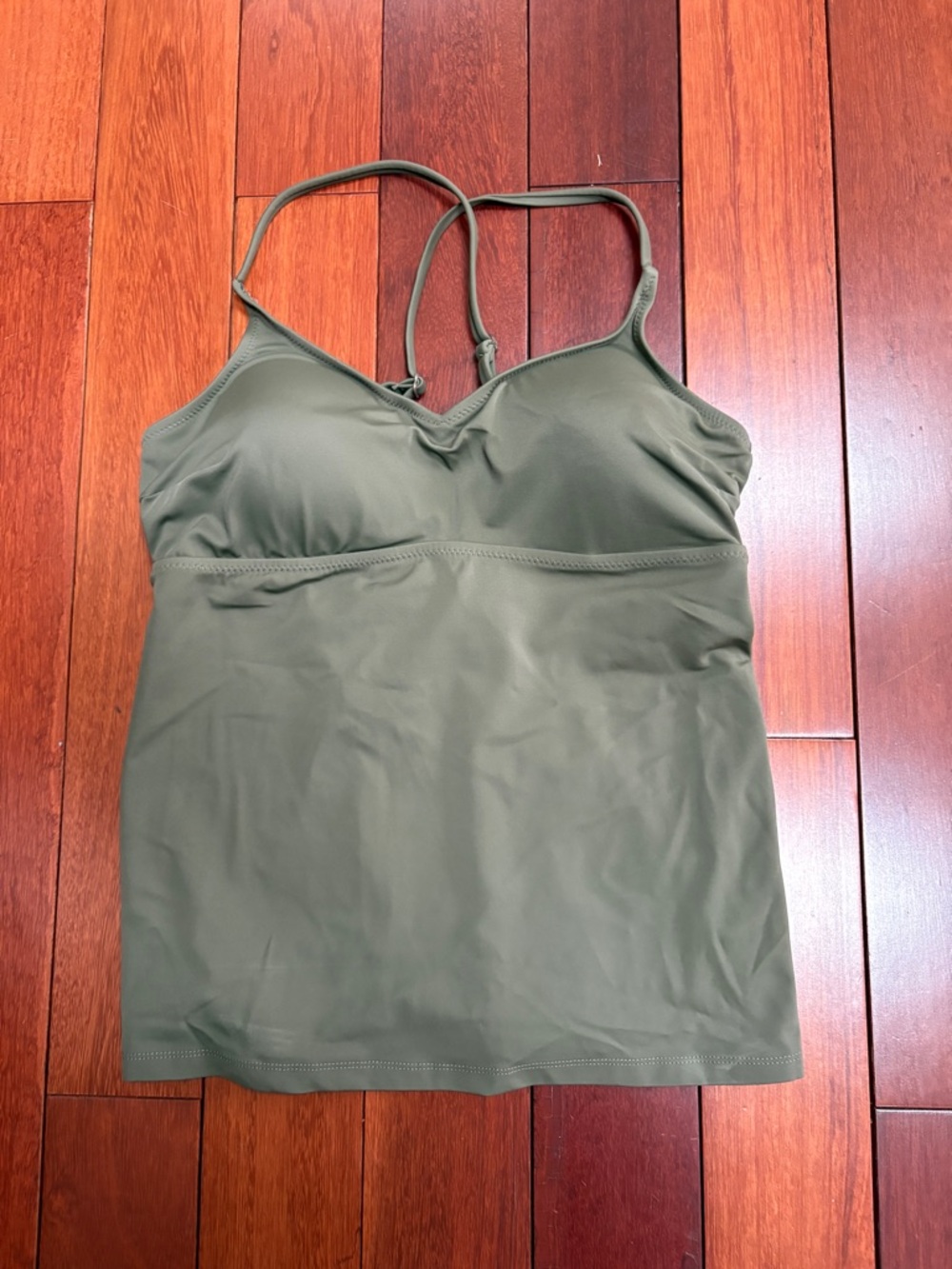 Penti Olive Green Women's Swim Camisole with Shelf Support